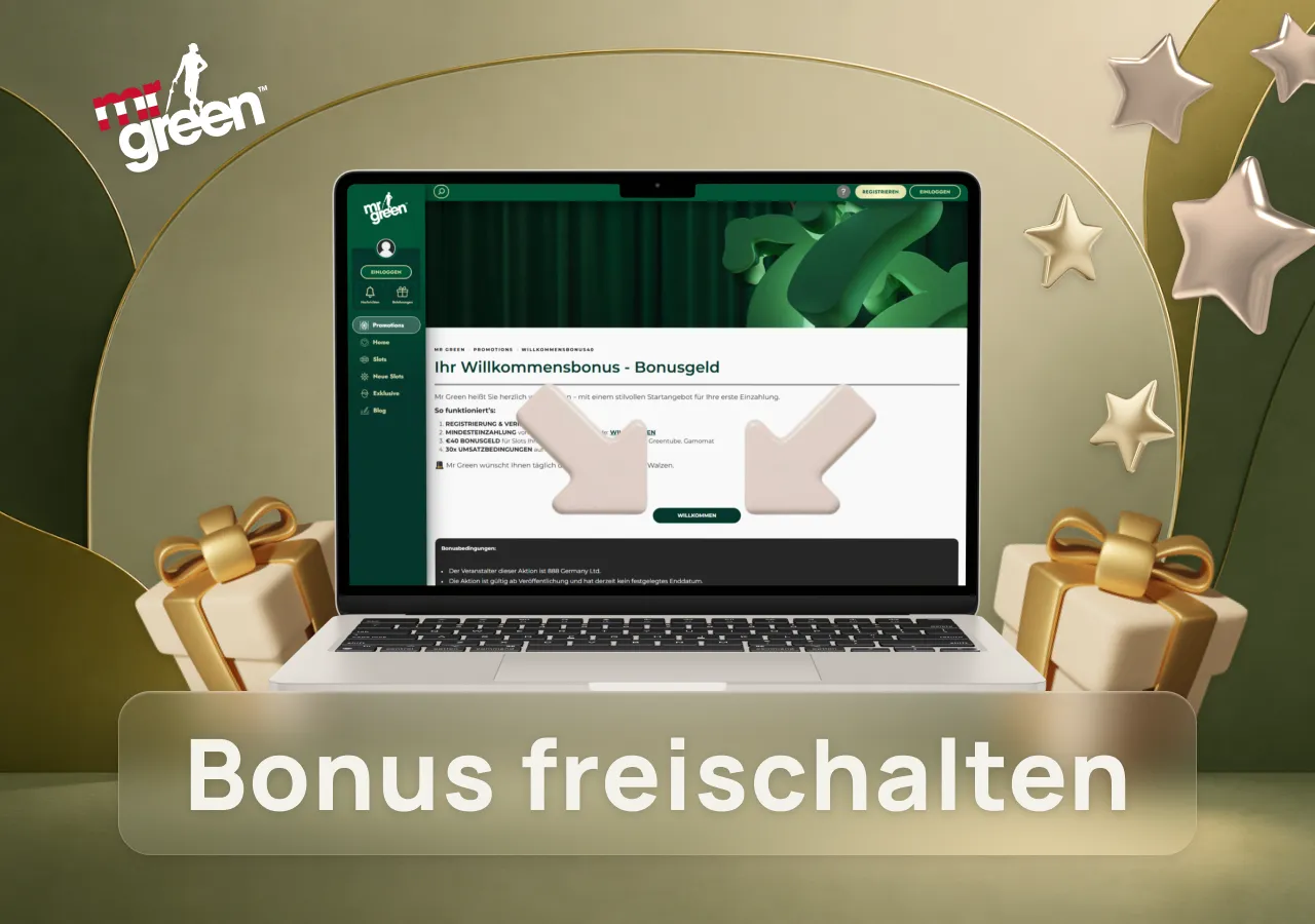 Schritte zum Freischalten des Willkommensbonus nach erfolgreicher Registrierung und erster Einzahlung.